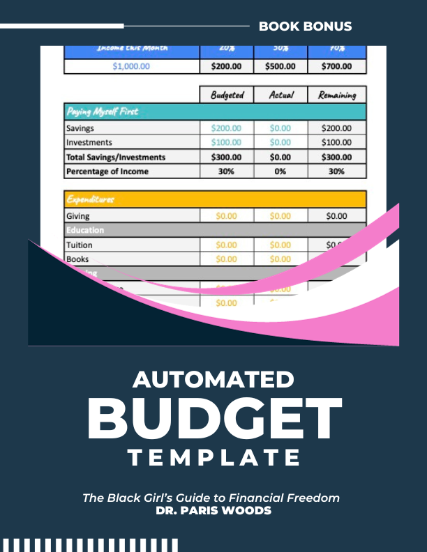 The Black Girl's Guide to Financial Freedom Automated Budget Template